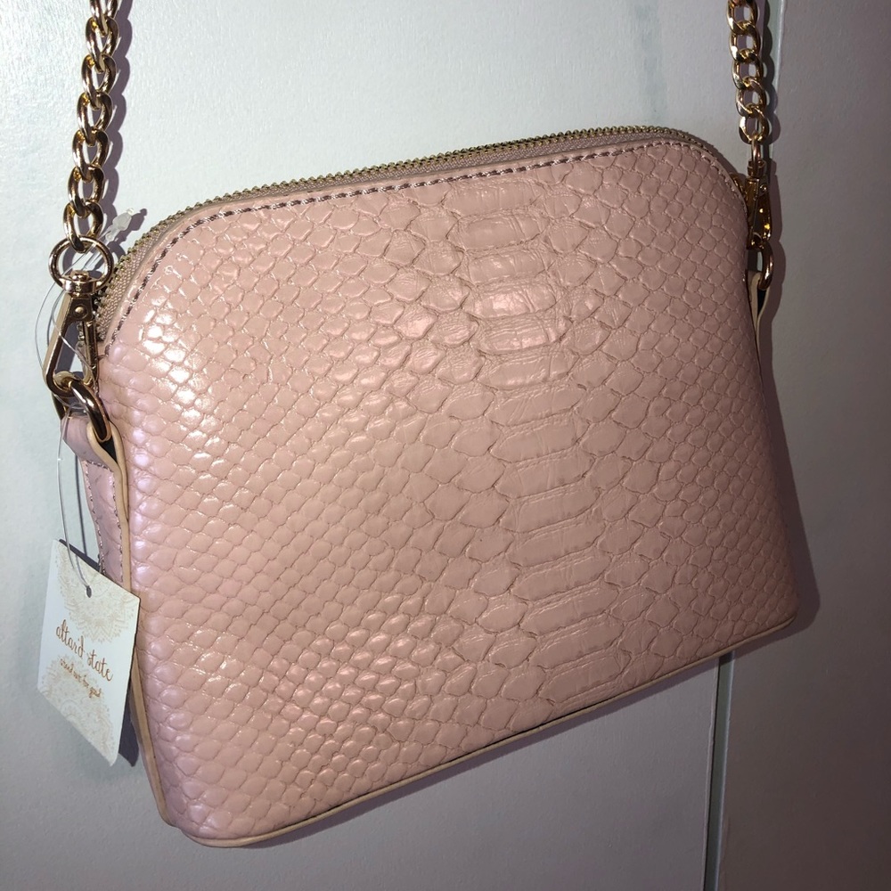 Pink faux leather snakeskin purse- NEW WITH TAGS